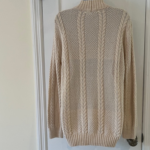 Jeanne Pierre Cotton Cable Sweater Women’s Large  Natural Lightweight Fisherman - Picture 5 of 17
